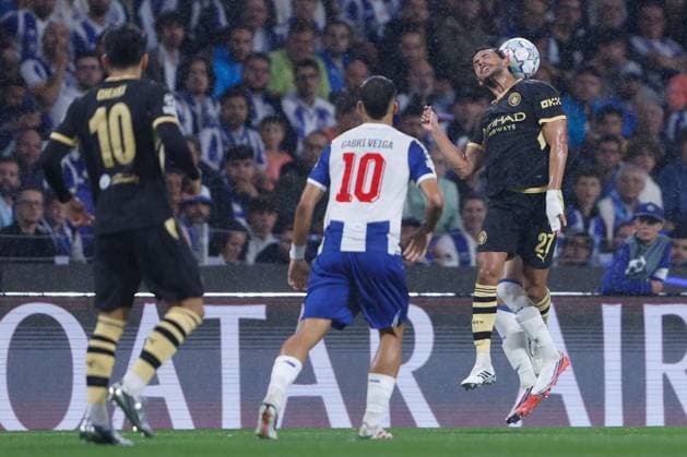 Matheus Nunes of Manchester City heads the ball. Porto v Manchester City, UEFA Champions League, League Stage, Football, Estadio do Dragao, Porto, Portugal - 08 Sep 2026Porto Estadio do Dragao Portugal  Copyright: xMiguelxLemos Shutterstockx 17140155af