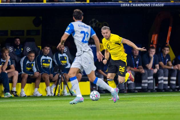08.09.2026, Fussball, 1. Spieltag der UEFA Champions League, Borussia Dortmund - FC Villareal. Julian Ryerson (Borussia Dortmund). Dortmund Signal Iduna Park NRW Deutschland xRHR-FOTO DEx Copyright: DennisxEwert RHR-FOTOx RHR-FOTO DE