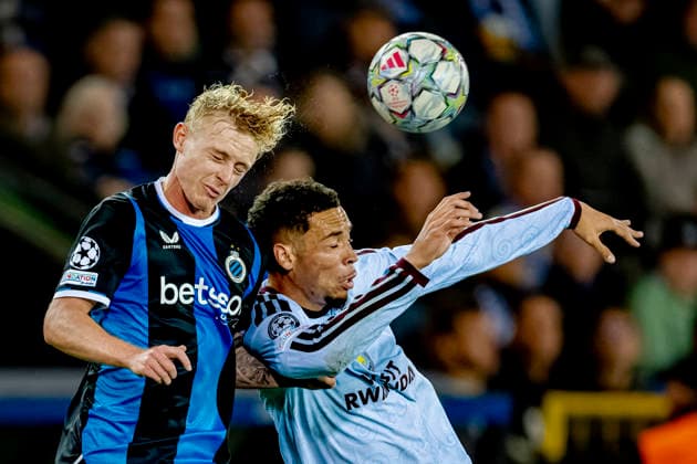 BRUGGE - Club Brugge midfielder Joaquin Seys, Aston Villa FC forward Alysson during the UEFA Champions League match between Club Brugge and Aston Villa at Jan Breydelstadion on 8 September 2026 in Brugge, Belgium. (Photo by DeFodi Images) -