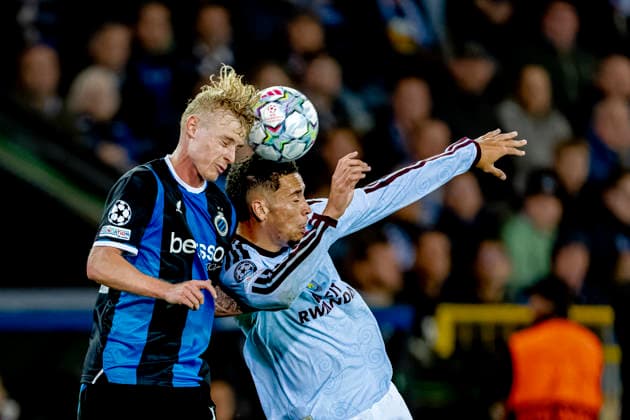 BRUGGE - Club Brugge midfielder Joaquin Seys, Aston Villa FC forward Alysson during the UEFA Champions League match between Club Brugge and Aston Villa at Jan Breydelstadion on 8 september 2026 in Brugge, Belgie. (Photo by DeFodi Images) -