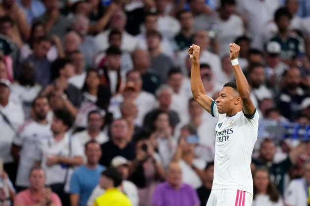 Real Madrid C.F. v FC Internazionale Milano - UEFA Champions League 2026 27 League Phase MD1 Kylian Mbappe centre-forward of Real Madrid and France celebrates after scoring his sides first goal during the UEFA Champions League 2026 27 League Phase MD1 match between Real Madrid C.F. and FC Internazionale Milano at Estadio Santiago Bernabeu on September 8, 2026 in Madrid, Spain. Madrid Spain  Copyright: xJosexBretonx originalFilename:bretonhernandez-realmadr260908_npubk.jpg