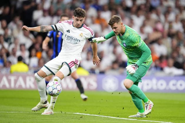 Real Madrid v Inter Milan - UEFA Champions League MADRID, SPAIN - SEPTEMBER 8: Federico Valverde central midfield of Real Madrid and Uruguay shooting to goal and score his first goal during the UEFA Champions League 2026 27 League Phase MD1 match between Real Madrid and Inter Milan at Estadio Santiago Bernabeu on September 8, 2026 in Madrid, Spain. Jose Hernandez Anadolu Madrid Spain. Editorial use only. Please get in touch for any other usage.  Copyright: x2026xAnadoluxJosexHernandezx