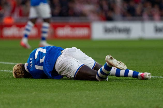8th September 2026; Stadium of Light, Sunderland, England; Carabao Cup Football, Sunderland versus Hull City; Robinio Vaz of Hull City down with an injury after a penalty shout PeterxNorth