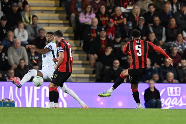 Bournemouth v Lincoln City, EFL Cup James Hill (5) of AFC Bournemouth shoots at goal during the EFL Cup match between Bournemouth and Lincoln City at the Vitality Stadium, Bournemouth, UK on 8 September 2026. Bournemouth Vitality Stadium Dorset UK Editorial use only DataCo restrictions apply See www.football-dataco.com , Copyright: xGrahamxHuntx PSI-24849-0061