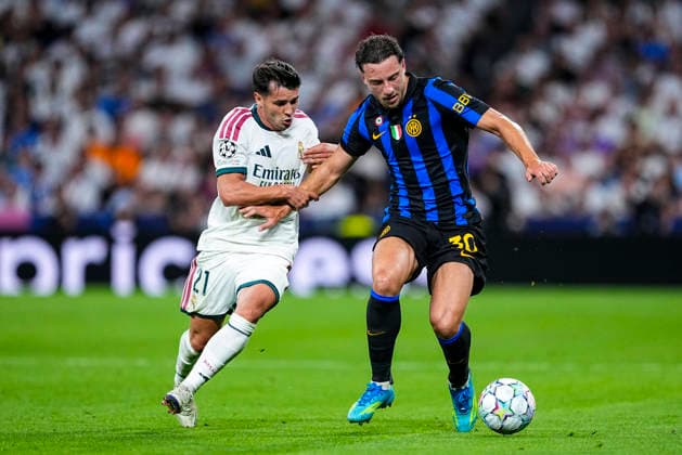 September 8, 2026, Madrid, Madrid, Spain: Carlos Augusto of FC Internazionale Milano and Brahim Diaz of Real Madrid CF in action during the UEFA Champions League 2026 27 League Phase MD1 match between Real Madrid CF and FC Internazionale Milano at Berabeu stadium on September 08, 2026, in Madrid, Spain. Madrid Spain - ZUMAa181 20260908_zaa_a181_204 Copyright: xOscarxJ.xBarrosox