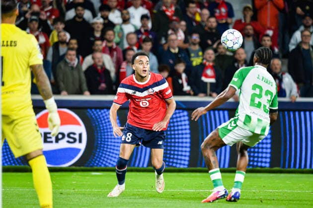 FOOTBALL : Lille OSC vs Real Betis Balompie - Ligue des Champions - Phase de Ligue - JournÃ e 1 - 08 09 2026 Ethan Mbappe (Lille OSC) Villeneuve d AsqcFrance  Copyright: xBaptistexAutissierx