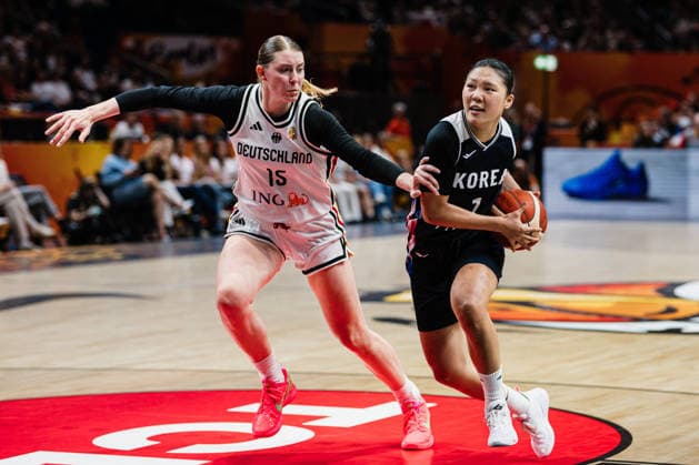 FIBA Women™s Basketball World Cup 2026: Deutschland vs. Südkorea, 08.09.2026 Luisa Geiselsoder (Deutschland, 15), Isaem Choi (Korea, 6); Basketball, FIBA Women™s Basketball World Cup 2026, Final Phase, Qualifikation fürs Viertelfinale: Deutschland vs. Südkorea am 08.09.2026 in der Uber Arena, Berlin Copyright: xBEAUTIFULxSPORTS Tonhäuserx