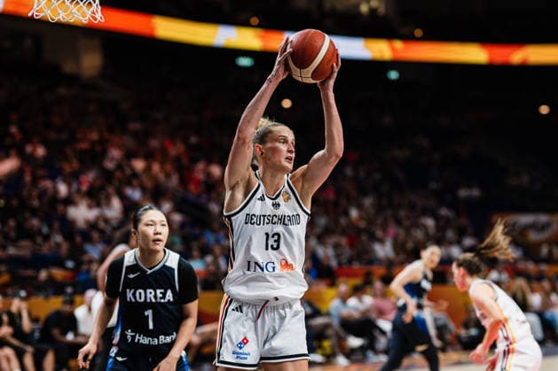 FIBA Women™s Basketball World Cup 2026: Deutschland vs. Südkorea, 08.09.2026 Leonie Fiebich (Deutschland, 13); Basketball, FIBA Women™s Basketball World Cup 2026, Final Phase, Qualifikation fürs Viertelfinale: Deutschland vs. Südkorea am 08.09.2026 in der Uber Arena, Berlin Copyright: xBEAUTIFULxSPORTS Tonhäuserx