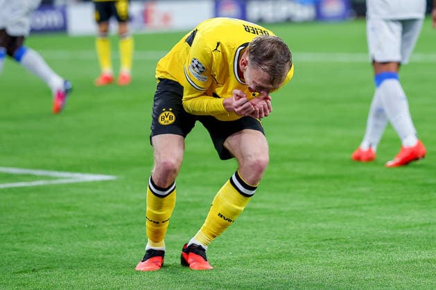 08.09.2026, Fußball, UEFA Championsleague, Borussia Dortmund - FC Villarreal, 1. Spieltag Champions League, Signal Iduna Park, Saison 2026 27: Maximilian Beier (BVB 14) enttäuscht Enttäuschung gestikulierend auf dem Spielfeld DFB regulations prohibit any use of photographs as image sequences and or quasi-video. Nordrhein-Westfalen Deutschland