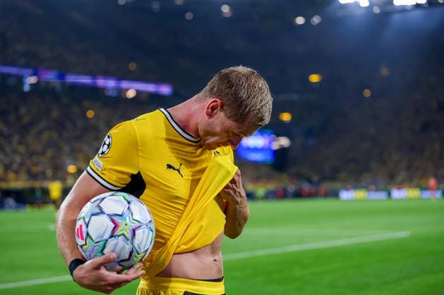 08.09.2026, Fußball, UEFA Championsleague, Borussia Dortmund - FC Villarreal, 1. Spieltag Champions League, Signal Iduna Park, Saison 2026 27: Julian Ryerson (BVB 26) enttäuscht Enttäuschung DFB regulations prohibit any use of photographs as image sequences and or quasi-video. Nordrhein-Westfalen Deutschland