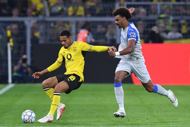 Fußball UEFA Champions League Ligaphase 1. Spieltag Borussia Dortmund - FC Villarreal am 08.09.2026 im Signal Iduna Park in Dortmund Ethan Nwaneri ( Dortmund ), links - +vl12+, rechts