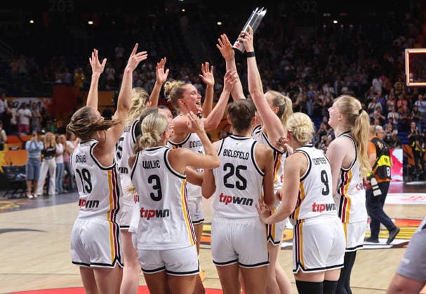 Marie Gülichd MVP, eutsche Mannschaft jubelt nach Spielende Freude Emotion Basketball FIBA World Cup Weltmeisterschaft Frauen WM Saison 2026 2027 08.09.2026 DBB Deutschland GER vs Südkorea KOR