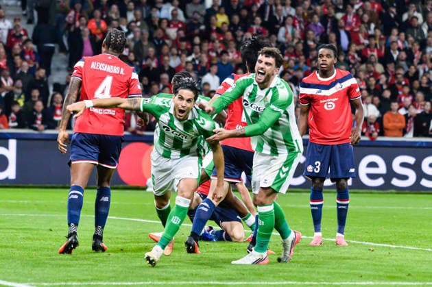 FOOTBALL : Lille OSC vs Real Betis Balompie - Ligue des Champions - Phase de Ligue - JournÃ e 1 - 08 09 2026 Joie des joueurs du Real Betis BalompiÃ apres le 2e but de Marc Bartra (Real Betis BalompiÃ ) Villeneuve d AsqcFrance  Copyright: xBaptistexAutissierx