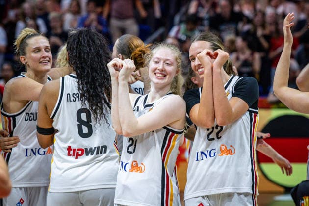 Basketball Berlin 08.09.2026 FIBA Women™s Basketball World Cup Germany 2026 Viertelfinal Qualifikation Deutschland (GER) - Südkorea (KOR) JUBEL D