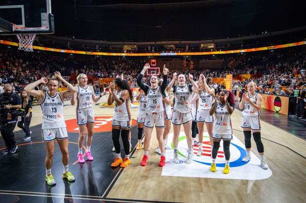 Basketball Berlin 08.09.2026 FIBA Women™s Basketball World Cup Germany 2026 Viertelfinal Qualifikation Deutschland (GER) - Südkorea (KOR) JUBEL D