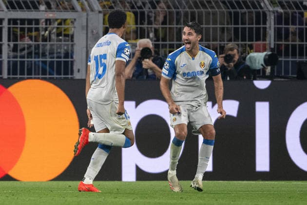 Torjubel zum 1:1 durch Santiago Mourino 16 (Villarreal), Borussia Dortmund vs. FC Villarreal, Fussball, Champions League, Gruppenphase, Matchday 1, 08.09.2026 Dortmund Nordrhein-Westfalen Deutschland