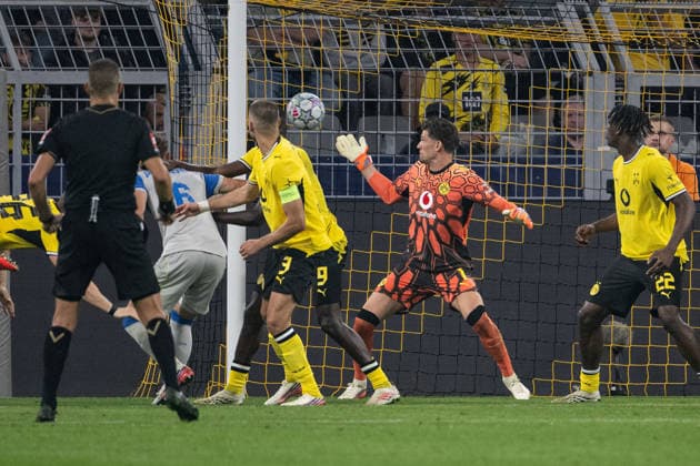 Tor zum 1:1 durch Santiago Mourino 16 (Villarreal), Borussia Dortmund vs. FC Villarreal, Fussball, Champions League, Gruppenphase, Matchday 1, 08.09.2026 Dortmund Nordrhein-Westfalen Deutschland