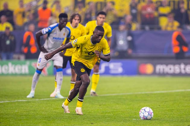 08.09.2026, Fussball, 1. Spieltag der UEFA Champions League, Borussia Dortmund - FC Villareal. Serhou Guirassy (Borussia Dortmund) trifft zum 3:1 per Elfmeter. Dortmund Signal Iduna Park NRW Deutschland xRHR-FOTO DEx Copyright: DennisxEwert RHR-FOTOx RHR-FOTO DE