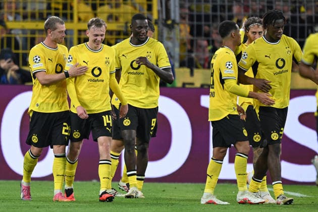 Serhou Guirassy (Dortmund 9) jubelt nach dem Tor zum 3:1 mit der Mannschaft 08.09.2026 ¢ Fussball, Champions League, Borussia Dortmund vs Villarreal Club de Fotbol, Signal Iduna Park, Dortmund, NRW Germany