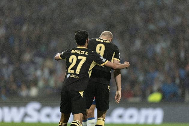 September 8, 2026, Porto, Porto, Portugal: PORTO, PORTUGAL - SEPTEMBER 08: Matheus Nunes of Manchester City and Erling Haaland of Manchester City celebrating goal during the UEFA Champions League 2026 27 League Phase MD1 match between FC Porto and Manchester City at Estadio do Dragao on September 08, 2026 in Porto, Portugal. Porto Portugal - ZUMAe141 20260908_zsp_e141_139 Copyright: xLuisxEirasx