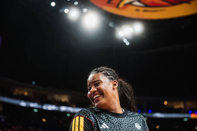FIBA Women™s Basketball World Cup 2026: Deutschland vs. Südkorea, 08.09.2026 Nyara Sabally (Deutschland, 8) lacht; Basketball, FIBA Women™s Basketball World Cup 2026, Final Phase, Qualifikation fürs Viertelfinale: Deutschland vs. Südkorea am 08.09.2026 in der Uber Arena, Berlin Copyright: xBEAUTIFULxSPORTS Tonhäuserx