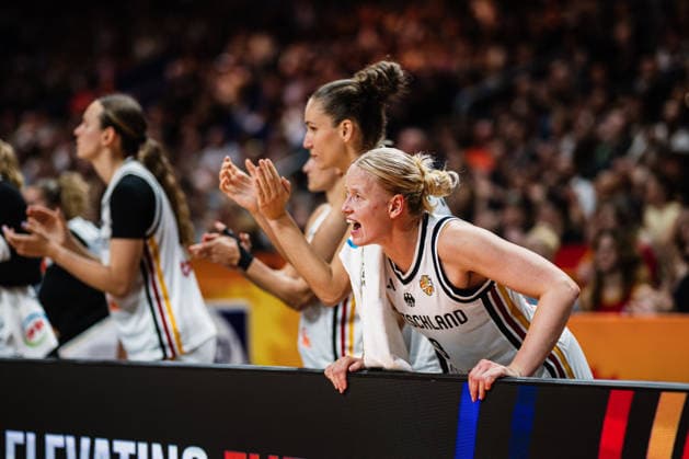 FIBA Women™s Basketball World Cup 2026: Deutschland vs. Südkorea, 08.09.2026 Emma Eichmeyer (Deutschland, 9) schreit von der Auswechselbank; Basketball, FIBA Women™s Basketball World Cup 2026, Final Phase, Qualifikation fürs Viertelfinale: Deutschland vs. Südkorea am 08.09.2026 in der Uber Arena, Berlin Copyright: xBEAUTIFULxSPORTS Tonhäuserx
