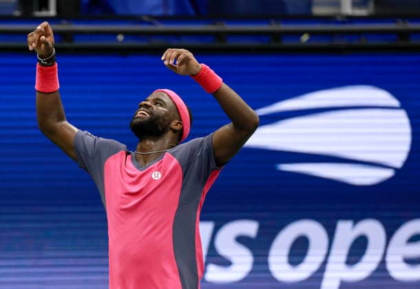 US Open tennis tournament - Day 10 Frances Tiafoe of the USA celebrates his victory over Alex Michelsen of the USA during their Men Singles Quarterfinals match of the US Open Tennis Championships at the USTA Billie Jean King National Tennis Center in Flushing Meadows, New York, USA, 08 September 2026. FLUSHING MEADOWS NEW YORK United States  Copyright: xCRISTOBALxHERRERA-ULASHKEVICHx