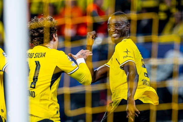 DORTMUND - Borussia Dortmund forward Serhou Guirassy celebrates the 2-1 goal during the UEFA Champions League match between Borussia Dortmund and Villarreal at BVB Stadion Dortmund on 8 September 2026 in Dortmund, Germany. (Photo by DeFodi Images) -