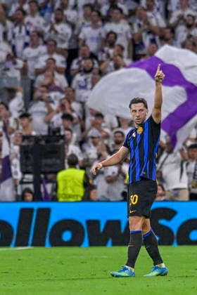 September 8, 2026, Madrid, Madrid, Spain: 30 CARLOS AUGUSTO of F. C. Internazionale Milano celebrates a goal during the match on Matchday 1 of the group stage of the 2026 27 UEFA Champions League between REAL MADRID C.F. and F.C. INTERNAZIONALE MILANO, played at the Bernabo u Stadium on September 8, 2026, in Madrid, Spain. Madrid Spain - ZUMAc312 20260908_zsp_c312_456 Copyright: xOscarxManuelxSanchezx