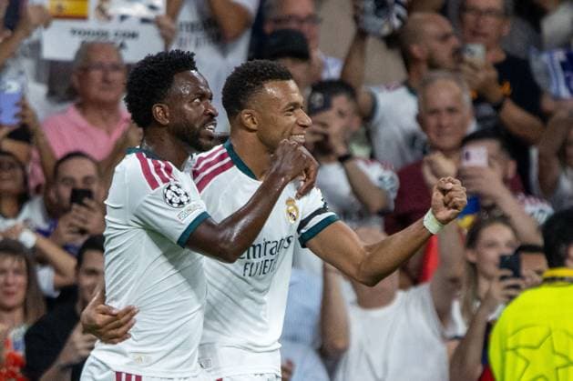 September 8, 2026, Madrid, Spain: Kylian Mbappo (R) and VinoÂ­cius Jr. (L) (Real Madrid) celebrate a goal during the 2026 2027 UEFA Champions League match between Real Madrid and Inter Milan..Final score: Real Madrid 2-1 Inter Milan Madrid Spain - ZUMAs197 20260908_aaa_s197_313 Copyright: xDavidxCanalesx