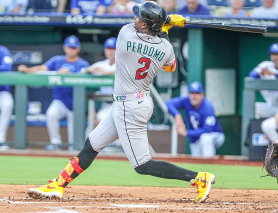 SEP 8, 2026: Arizona Diamondbacks shortstop Geraldo Perdomo (2) at bat in the 2nd inning against the Kansas City Royals at Kauffman Stadium Kansas City, MO. CSM Kansas City United States - ZUMAc04_ 20260908_zma_c04_010 Copyright: xRomanxPunox