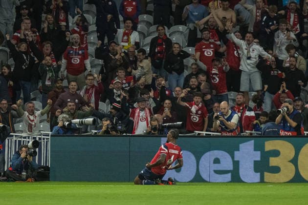 Alexsandro Ribeiro celebrating after goal seen during the during UEFA Champions League 26 27 League Phase - Matchday 1 match between teams of LOSC Lille and Real Betis Balompie (Jan Borys Ball Raw Images) Lille Decathlon Arena Stade Pierre-Mauroy France Copyright: xJanxBorysx janborys_lille_betis_26 27-34