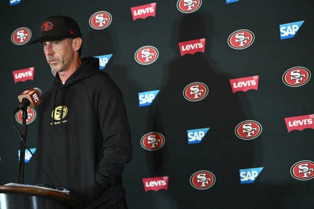 NFL, American Football Herren, USA 49ERS TRAINING, San Francisco 49ers head coach Kyle Shanahan speaks to media ahead of an NFL training session at AAMI Park in Melbourne, Wednesday, September 9, 2026. ( NO ARCHIVING MELBOURNE VICTORIA AUSTRALIA  Copyright: xJOELxCARRETTx 20260909189470212960