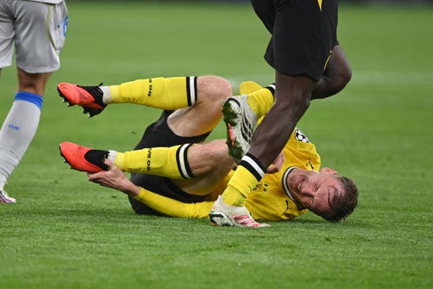 Maximilian BEIER (DO) Verletzung, verletzt, Schmerzen, Borussia Dortmund (DO) - FC Villarreal 3-2 Fussball UEFA Champions League Gruppenphase 1. Spieltag, matchday1, am 08.09.2026 in Dortmund Deutschland. UEFA regulations prohibit any use of photographs as image sequences and or quasi-video Â