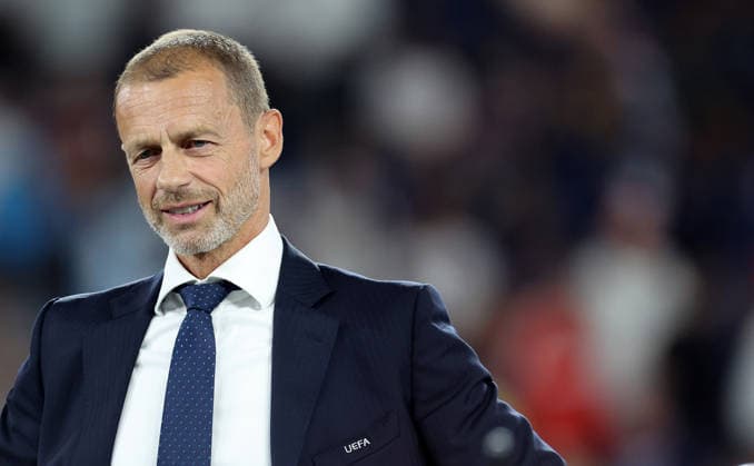 August 12, 2026, Salzburg, Bayern, Austria: UEFA President Aleksander Ceferin is seen during the UEFA Supercup Final football match between PSG and Aston Villa at Red Bull Arena Stadium in Salzburg , Austria. August 12th, 2026 Football UEFA Supercup Final PSG Vs Aston Villa  - ZUMAe140 20260812_zip_e140_020 Copyright: xDavidexEliasx
