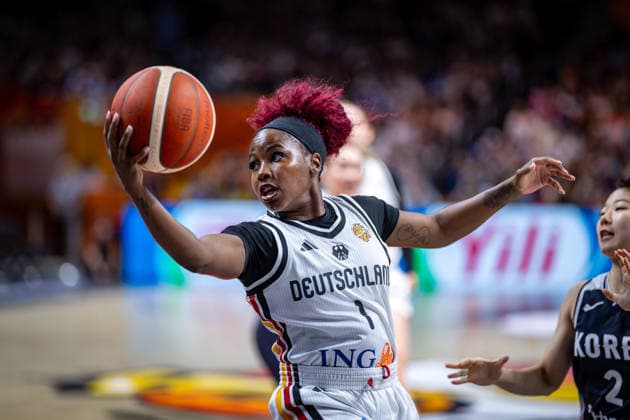 Basketball Berlin 08.09.2026 FIBA Women™s Basketball World Cup Germany 2026 Viertelfinal Qualifikation Deutschland (GER) - Südkorea (KOR) Alexis Peterson-Smalls (Deutschland, No.01) Peterson
