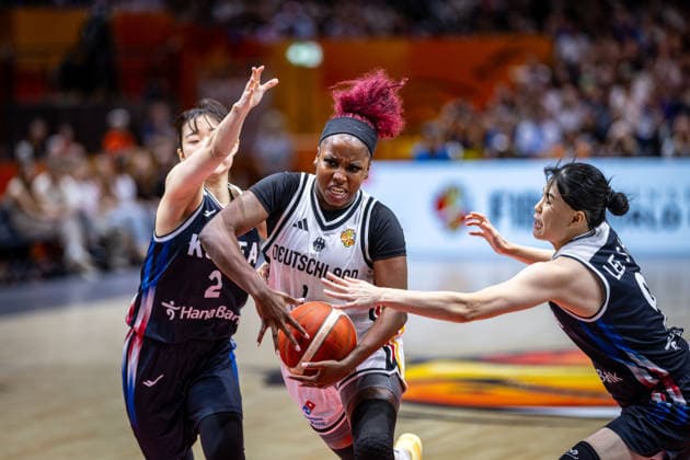 Basketball Berlin 08.09.2026 FIBA Women™s Basketball World Cup Germany 2026 Viertelfinal Qualifikation Deutschland (GER) - Südkorea (KOR) Alexis Peterson-Smalls (Deutschland, No.01) Peterson Yeeun Heo (Korea, No.02) Sohee Lee (Korea, No.09)