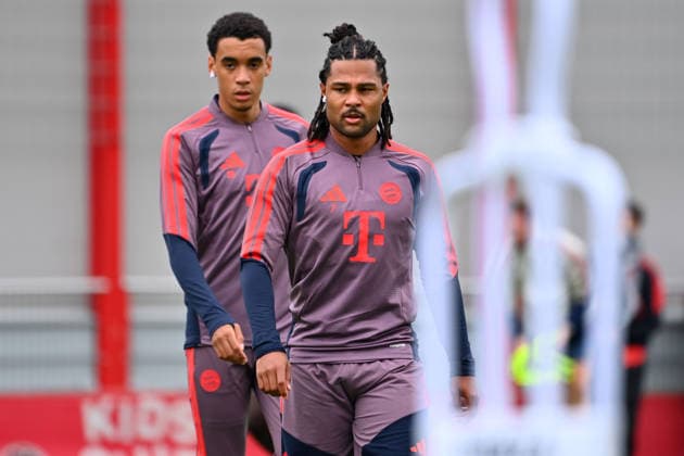 v.re:Serge GNABRY (FC Bayern Muenchen), Jamal MUSIALA (Bayern Muenchen), Abschlusstraining. Fussball Champions League,Saison 2026 27, Ligaphase FC Bayern Muenchen -Bodoe Glimt am 09.09.2026.