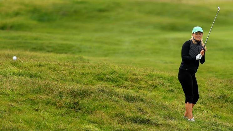 2026 Amgen Irish Open - Pro-Am, Trump International Golf Links, Doonbeg 9 9 2026 Cliona O Callaghan plays from the rough on the second Cliona O Callaghan plays from the rough on the second 9 9 2026  Copyright: xx BB3_7011