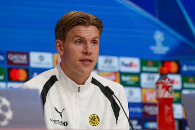 Jens Petter Hauge (FK Bodo Glimt, 10) bei der Pressekonferenz, GER, Abschlusstraining und Pressekonferenz, FK Bodo Glimt, Fussball, UEFA Champions League, 1. Spieltag, LigaPhase, Saison 2026 2027, 09.09.2026, GER, Abschlusstraining und Pressekonferenz, FK Bodo Glimt, Fussball, UEFA Champions League, 1. Spieltag, LigaPhase, Saison 2026 2027, 09.09.2026 Muenchen Copyright: xEibner-Pressefoto JennixMaulx EP_JML