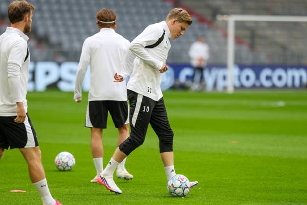 Jens Petter Hauge (FK Bodo Glimt, 10) beim Training, GER, Abschlusstraining und Pressekonferenz, FK Bodo Glimt, Fussball, UEFA Champions League, 1. Spieltag, LigaPhase, Saison 2026 2027, 09.09.2026, GER, Abschlusstraining und Pressekonferenz, FK Bodo Glimt, Fussball, UEFA Champions League, 1. Spieltag, LigaPhase, Saison 2026 2027, 09.09.2026 Muenchen Copyright: xEibner-Pressefoto JennixMaulx EP_JML