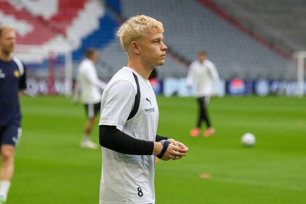 Sondre Auklend (FK Bodo Glimt, 08) beim Training, GER, Abschlusstraining und Pressekonferenz, FK Bodo Glimt, Fussball, UEFA Champions League, 1. Spieltag, LigaPhase, Saison 2026 2027, 09.09.2026, GER, Abschlusstraining und Pressekonferenz, FK Bodo Glimt, Fussball, UEFA Champions League, 1. Spieltag, LigaPhase, Saison 2026 2027, 09.09.2026 Muenchen Copyright: xEibner-Pressefoto JennixMaulx EP_JML