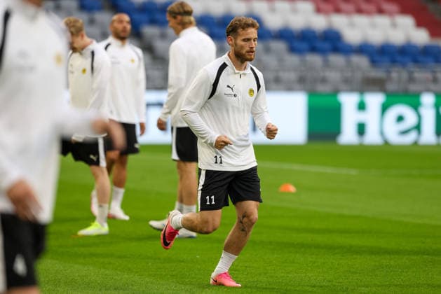 Ole Didrik Blomberg (FK Bodo Glimt, 11) beim Training, GER, Abschlusstraining und Pressekonferenz, FK Bodo Glimt, Fussball, UEFA Champions League, 1. Spieltag, LigaPhase, Saison 2026 2027, 09.09.2026, GER, Abschlusstraining und Pressekonferenz, FK Bodo Glimt, Fussball, UEFA Champions League, 1. Spieltag, LigaPhase, Saison 2026 2027, 09.09.2026 Muenchen Copyright: xEibner-Pressefoto JennixMaulx EP_JML