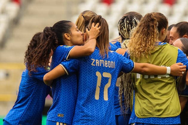 FIFA U-20 Women s World Cup Poland 2026 - Italy vs New Zealand in Lodz, Poland Paola FADDA and Marta ZAMBONI of Italy celebrate a goal during the FIFA U-20 Women s World Cup Poland 2026 match between Italy and New Zealand at Stadion Miejski LKS Lodz. Copyright: xx