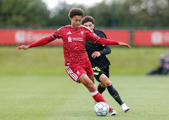 Liverpool, England, 9th September 2026. Prince Cisse of Liverpool controls the ball during the Liverpool U19 vs Atletico Madrid U19 UEFA Youth League match at The Liverpool Football Academy, Liverpool. Picture credit should read: Cody Froggatt Sportimage EDITORIAL USE ONLY. No use with unauthorised audio, video, data, fixture lists, club league logos or live services. Online in-match use limited to 120 images, no video emulation. No use in betting, games or single club league player publications. SPI_007_CF_LIVERPOOL_U19_V_ATLETICO_MADRID_U19 SPI-4986-0007