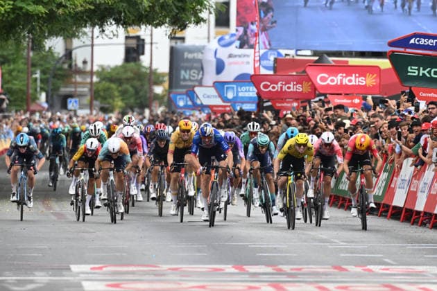 09-09-2026 Vuelta A Espana; Tappa 17 Dos Hermanas - Sevilla; 2026, Visma - Lease A Bike; 2026, Red Bull - Bora Hansgrohe; 2026, Uno X - Mobility; Brennan, James Matthew; Meeus, Jordi; Nielsen Magnus, Cort; Siviglia; 