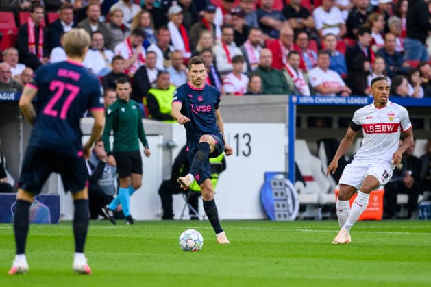 260909 Kristoffer Haugen of Viking during the UEFA Champions League football match between VfB Stuttgart and Viking on September 9, 2026 in Stuttgart. Photo: Marius Simensen BILDBYRAN COP 238 MM0072 bbeng football fotball fotboll soccer uefa champions league mesterligaen viking vfb stuttgart Copyright: MARIUSxSIMENSEN BB260909BB504