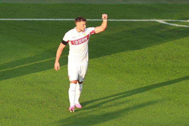 09.09.26 VfB Stuttgart - Viking Stavanger Deutschland, Stuttgart, 09.09.2026, Fussball, UEFA Champions League, Saison 2026 2027, VfB Stuttgart - Viking Stavanger: .Ermedin Demirovic 1:0 Toraschütze VFB jubelt