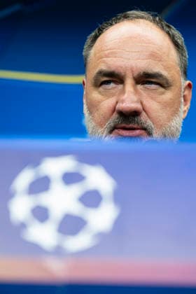 Head coach Jindrich Trpisovsky at the press conference, PK, Pressekonferenz of the SK Slavia Praha team prior to the UEFA Champions League opening round match: SK Slavia Praha vs RC Lens, in Prague, Czech Republic, on September 9, 2026. (CTKxPhoto MichalxKamaryt) CTKPhotoP2026090908049  CTKPhotoP2026090908049