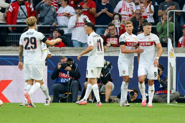 Torjubel VfB Stuttgart beim 2:1 durch Ermedin Demirovic (VfB Stuttgart, 09) , Deutschland, Fussball, UEFA Champions League, 1. Spieltag, 2026 2027, VfB Stuttgart vs. Viking Stavanger, 09.09.2026, Stuttgart Arena Stuttgart Deutschland Copyright: xGrantxHubbsx